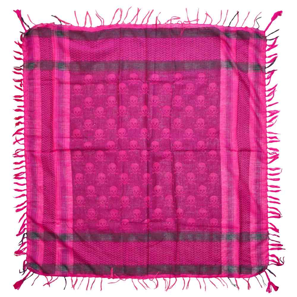 Zac's Alter Ego - Fuchsia Pink Skull & Crossbones Print Arafat Écharpe - Rose